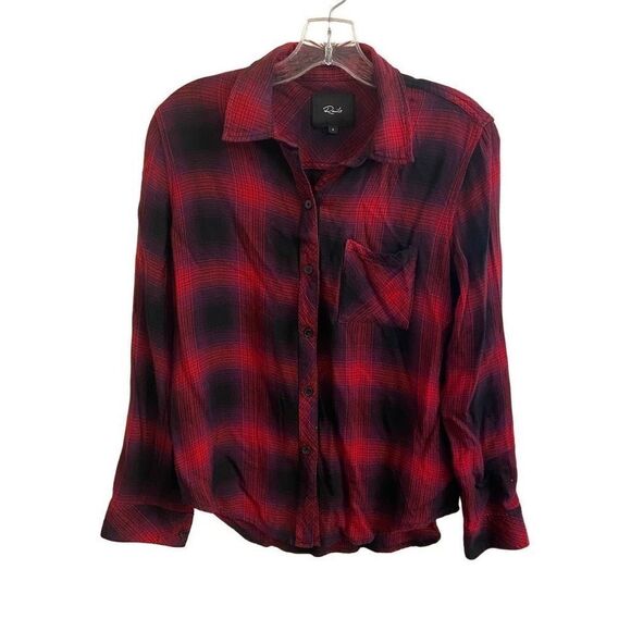 Rails Button Down Flannel Shirt Hunter Black Carmine Chili Red Black Small - Picture 5 of 5